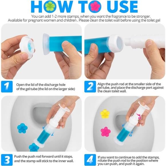 Toilet Gel Stamps 60 Count Floral Scented Bowl Cleaner Air Freshener Set - Picture 6 of 7